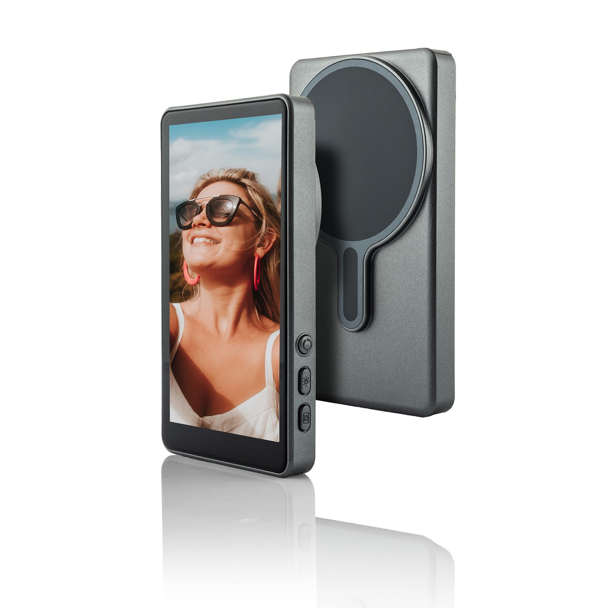MOJOGEAR VS2 Selfie Vlog Monitor Kompatibel mit iPhone und Android - Grau - Drahtloser 4,02 Zoll IPS Bildschirm, magnetisch & Mag Safe kompatibel mit Fernbedienung für Vlogging und Selfies