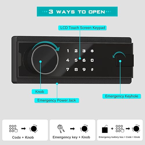 Miniatura 7 de Caja de seguridad para el hogar extragrande de 6.5 Cub a prueba de fuego, impermeable, caja fuerte digital para dinero con ranura para caídas y