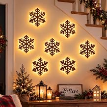 3D Light-Up Wooden Snowflake Christmas Wall Decor Lights,Snowflake