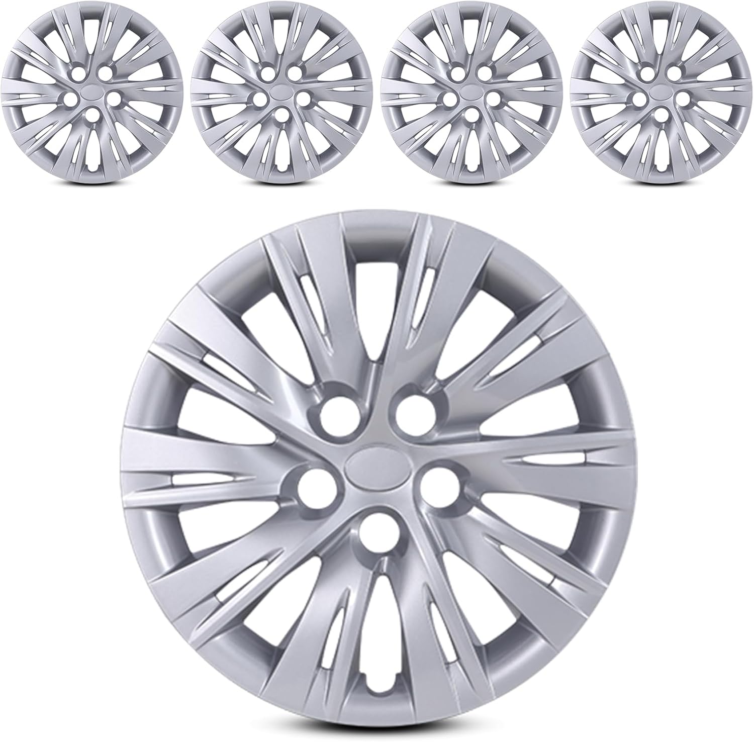 AUTOWIKI 16" Hubcaps for 2012-2014 Toyota Camry/Camry Hybrid, Wheel Rims Cover Compatible with Steel Wheels OEM Replacement Set of 4 PP Material 16-Inch Hubcaps Lacquer, 42602-06101; 42602-06091