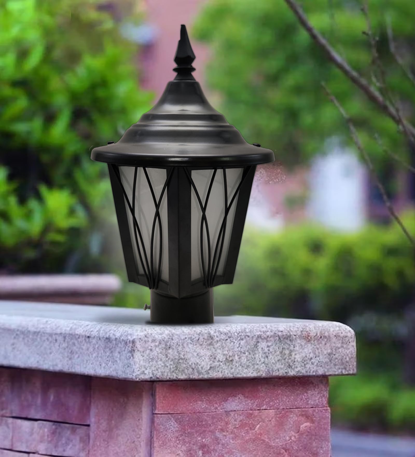 Sponsored Ad - Outdoor Waterproof Gate Light Black Finish with B22 Holder Decorative Pillar Mount Lamp for Main Gate, Garden, Balcony, Patio, Entrance & Terrace (Without Bulb)