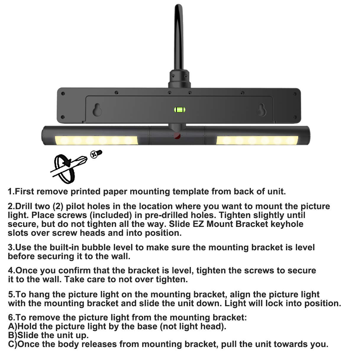 LUXSWAY Wireless Picture Light Battery Operated, Remote Control Painting Light with Rotatable Light Head, Dimmable and Timer Off, Wall Art Light for Pictures Painting Artworking Display-Black