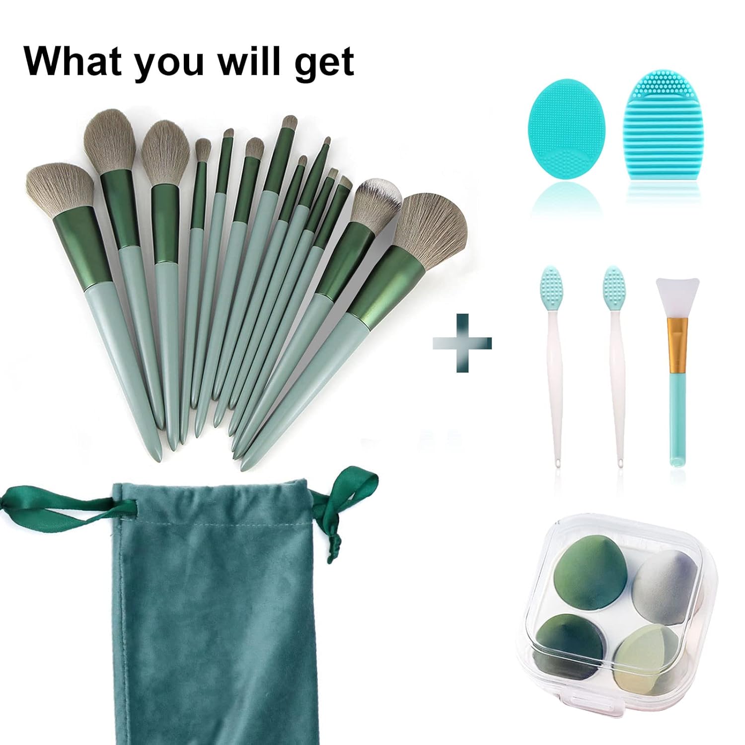 Makeup Brushes 22 Pcs Makeup Kit,Foundation Brush Eyeshadow Brush Make up Brushes Set (Green, 22 Piece Set) : Beauty & Personal Care