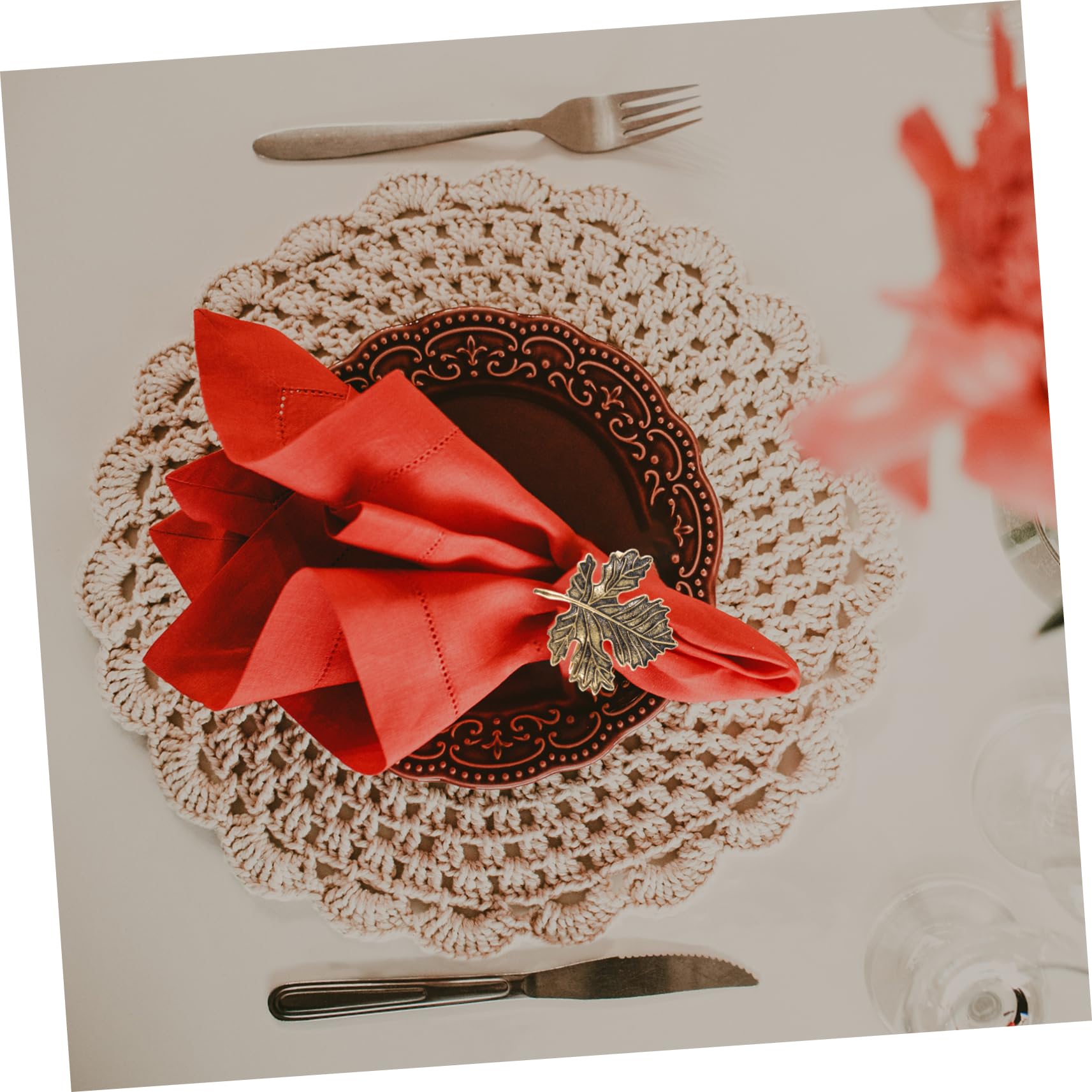 ABOOFAN 3 Sets Elegante Ahornblatt-servietten Thanksgiving-tischdekoration Blattform Serviettenhalter 4 Stück X 3