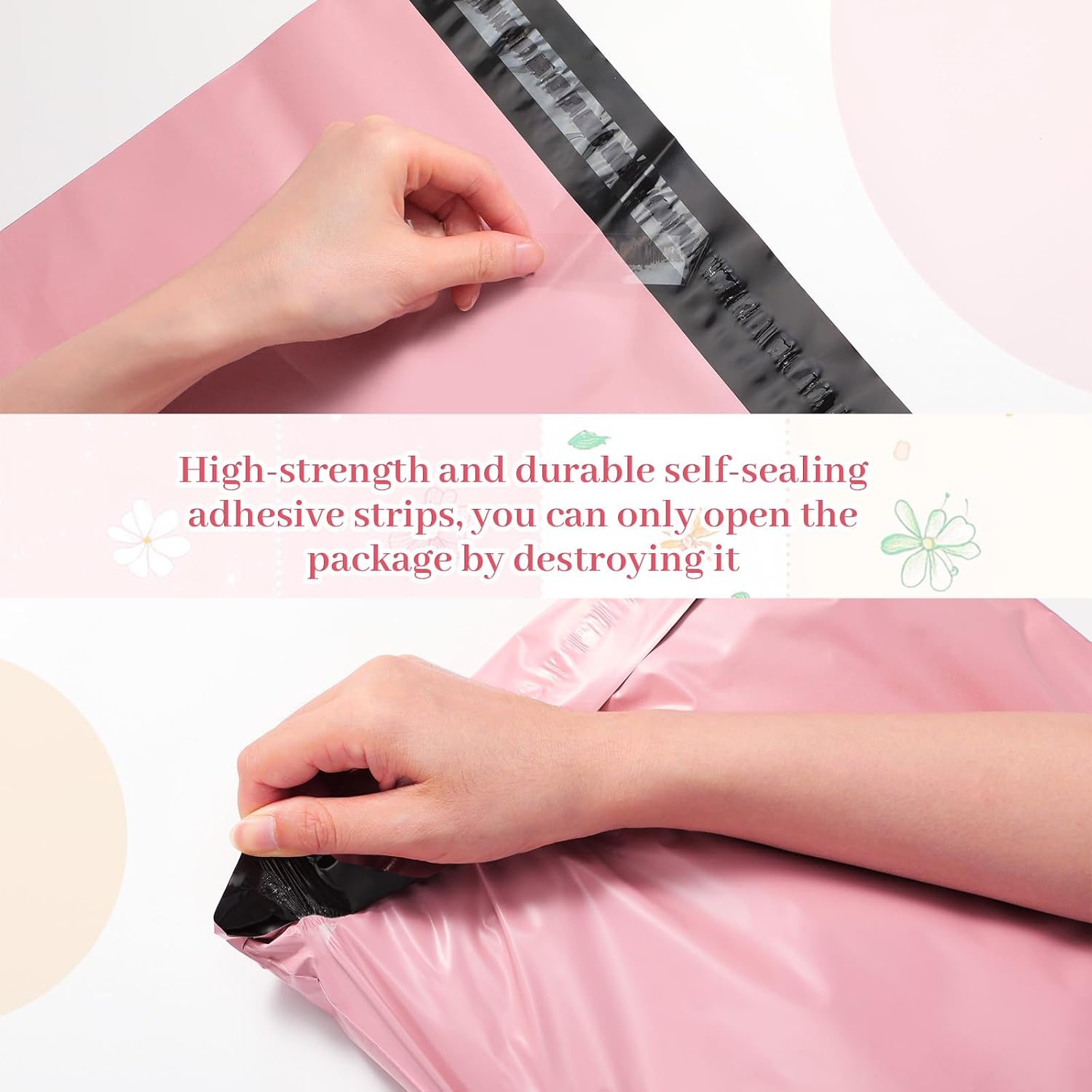 Outus 240 Pcs Poly Mailers Variety Size Pack Mailing Shipping Bags 6 Assorted Sizes Shipping Envelopes Self Adhesive Waterproof and Tear Proof Packaging Bags for Clothing Book Gift(Pink)