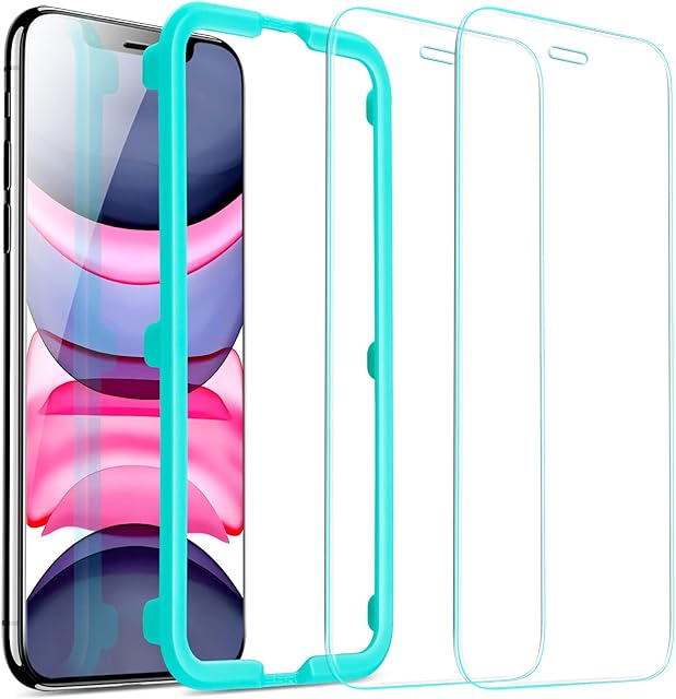 ESR Tempered-Glass for iPhone 11 Screen Protector/iPhone XR Screen Protector [2 Pack][Easy Installation Frame][Case Friendly], Premium Tempered Glass Screen Protector for iPhone 11/iPhone XR