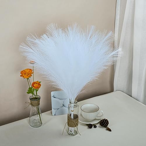 Miniatura 8 de U-LIAN 12 piezas de hierba de las pampas sintética blanca de 24 pulgadas, regalo para el día de San Valentín, decoración de hierba de pompas