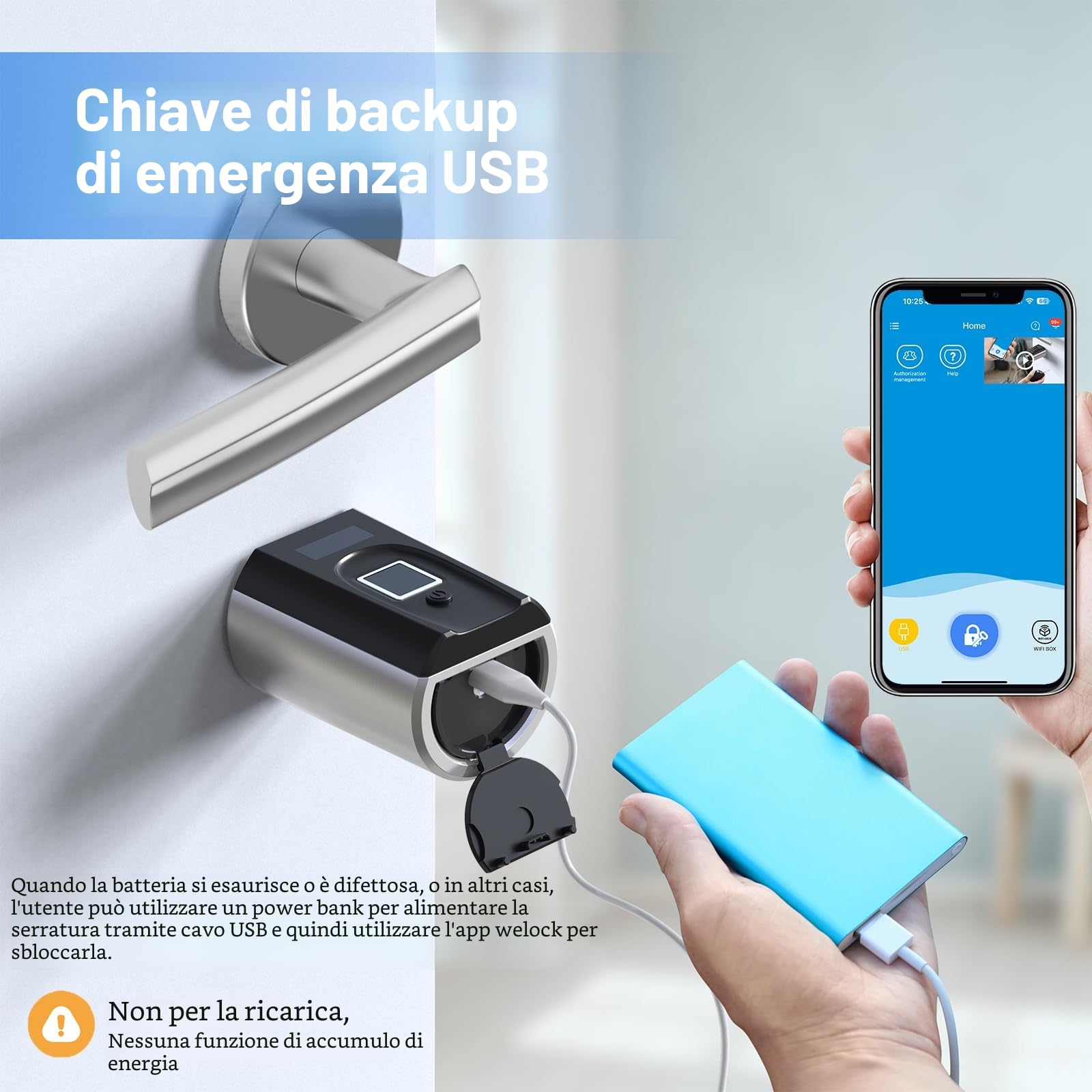 WELOCK SECBN51 Serratura smart Serratura Impronta Digitale, con scheda RFID,APP Serratura biometrica con WiFi,serratura elettronica cilindro,serratura con impronta digitale per la porta d'ingresso