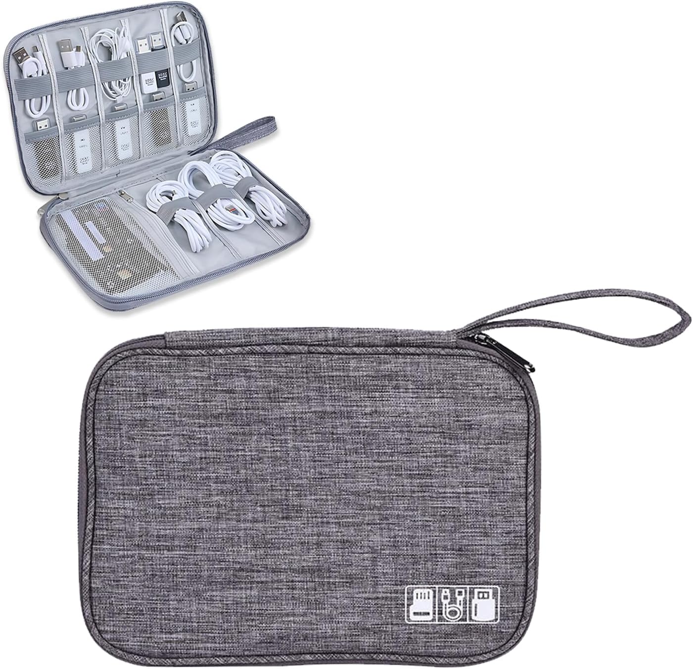 YUNYU Electronics Accessories Organizer Bag, Carry Travel Gadget Bag, Electronics Accessories Bag, Bag Travel Electronics, for USB Cable Drive(Grey)