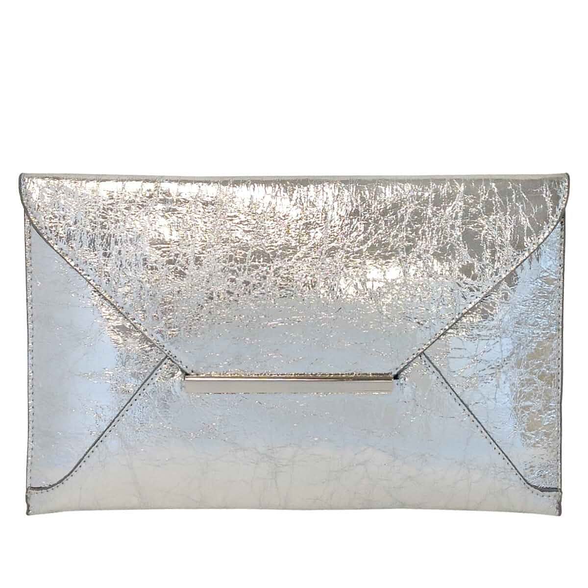 JNB Crushed Metallic Envelope Clutch