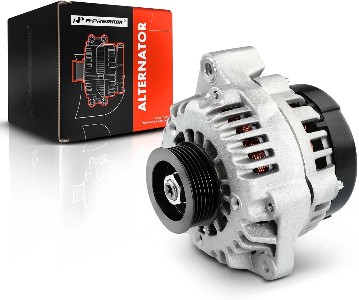 A-Premium Alternator Compatible with Honda Accord 2003 V6 3.0L, 12V 105A Clockwise 6-Groove Pulley, Replace# 31100RCAA01, 31100RCAA01RM, 10480497