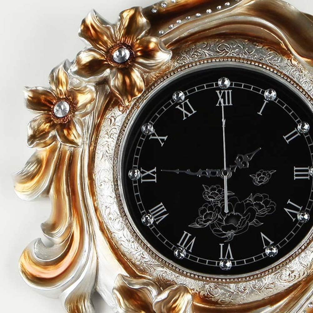 Wall Clock Gold/Brown Resin Creative Clocks Simple Decorative Clock Living Room Hanging Table Home Bedroom Wall Clock Mute (Color : Gold) (Color : Brown)