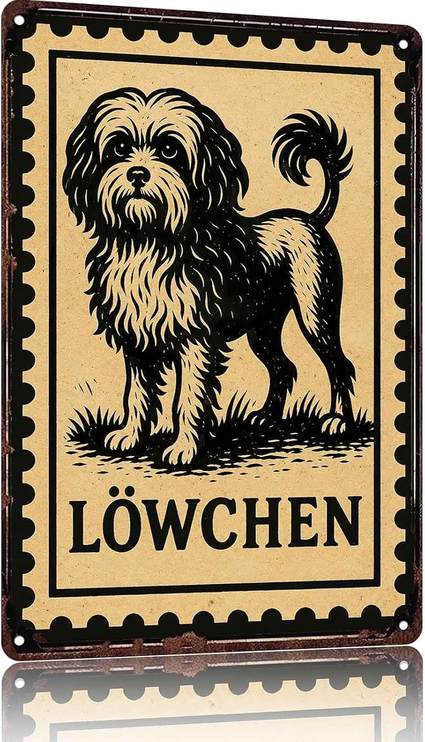 Vintage Lowchen Dog Metal Signs 8x12 Inch, Bedroom Wall Decor