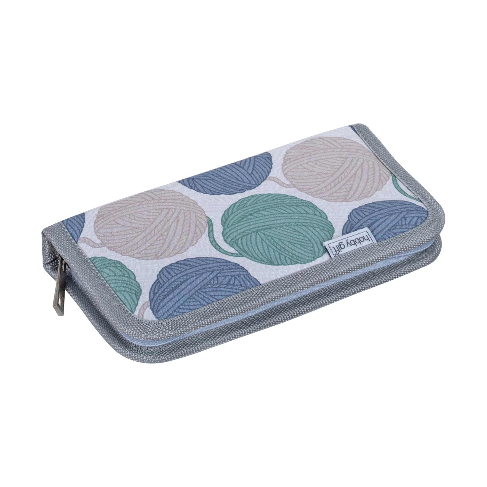 Hobby Gift Yarn Balls Crochet Case - Elasticated Crochet Hook Storage - 100% Cotton Hard Zippered Case - 10 X 20 X 3Cm