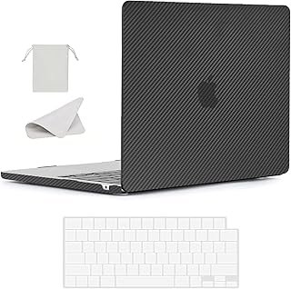 BlueSwan Compatible for 2023 2022 M2 MacBook Air 13.6 inch Case Model A2681, MacBook Air 4in1 Protection Hard Shell Case Set, Carbon Fiber Black