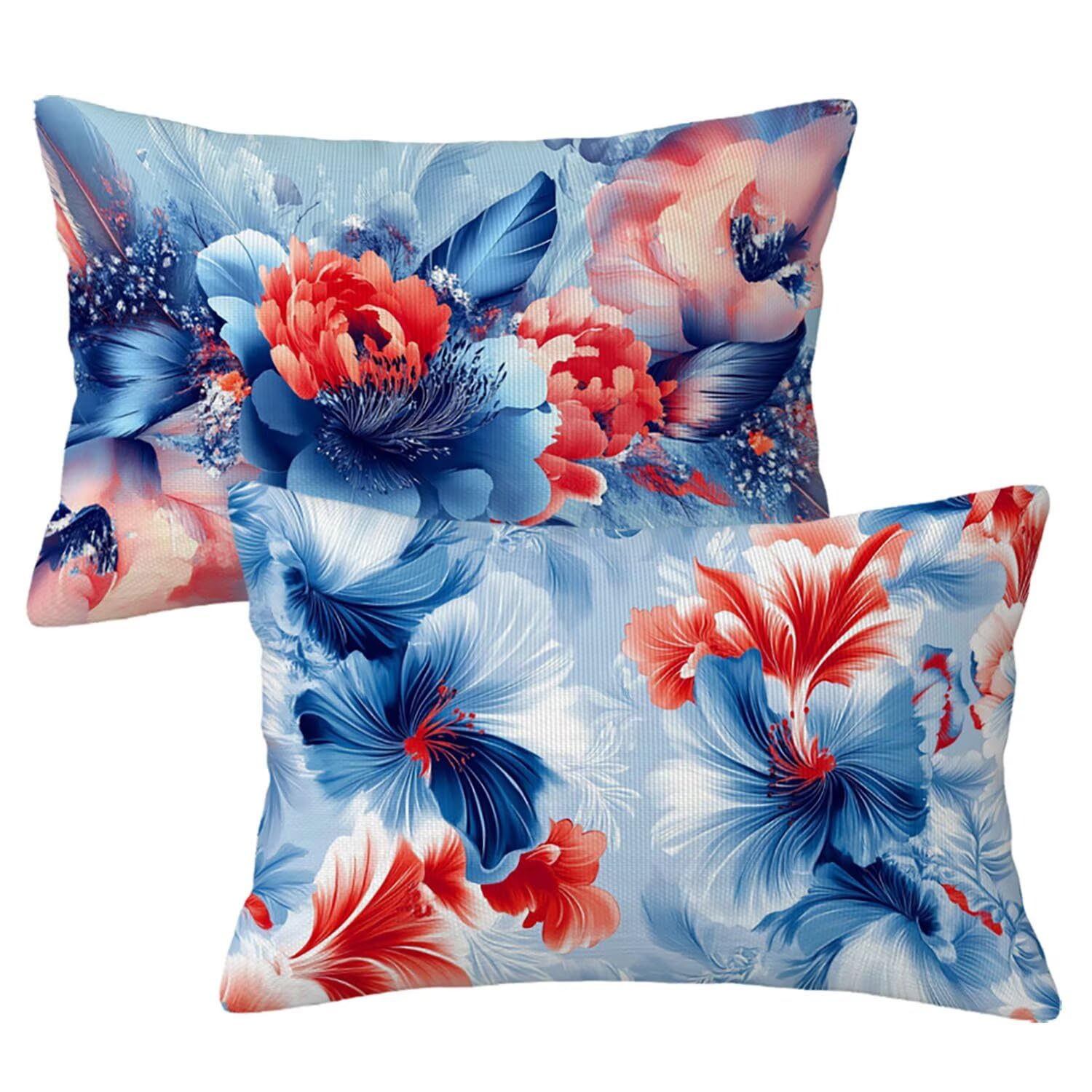 Housse coussin bleu 40x60 lot de 2 pour renover canape et decoration salon