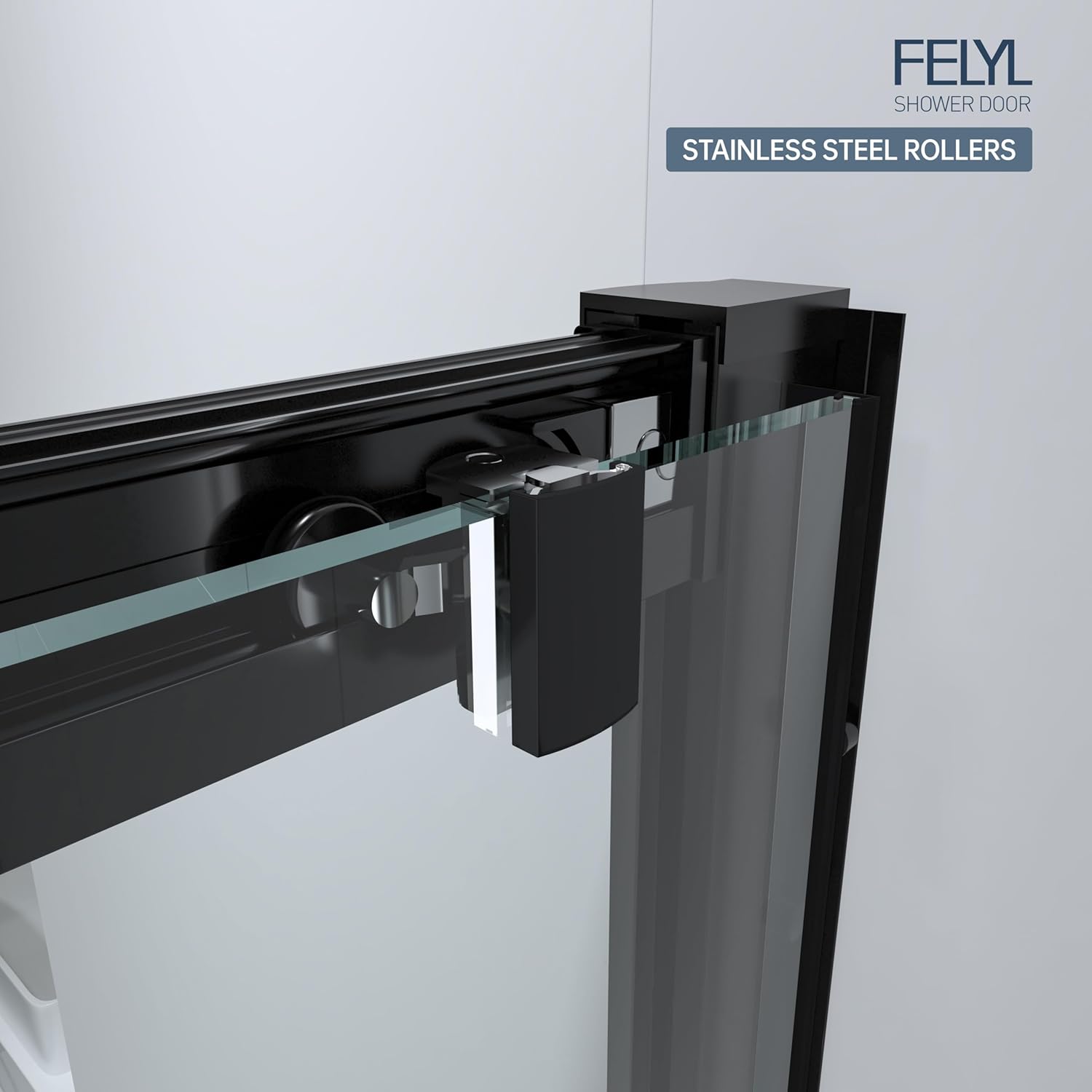 44-48" W x 72" H Framed Grid Pattern Single Sliding Shower Door with 1/4" (6mm) Clear SGCC Tempered Glass in Matte Black Finish, Reversible Installation