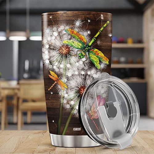 Miniatura 40 de CUBICER Vaso de mariposas de 20 onzas con tapa, acero inoxidable, aislado, taza de café, taza de viaje de doble pared, vasos de té para niñas