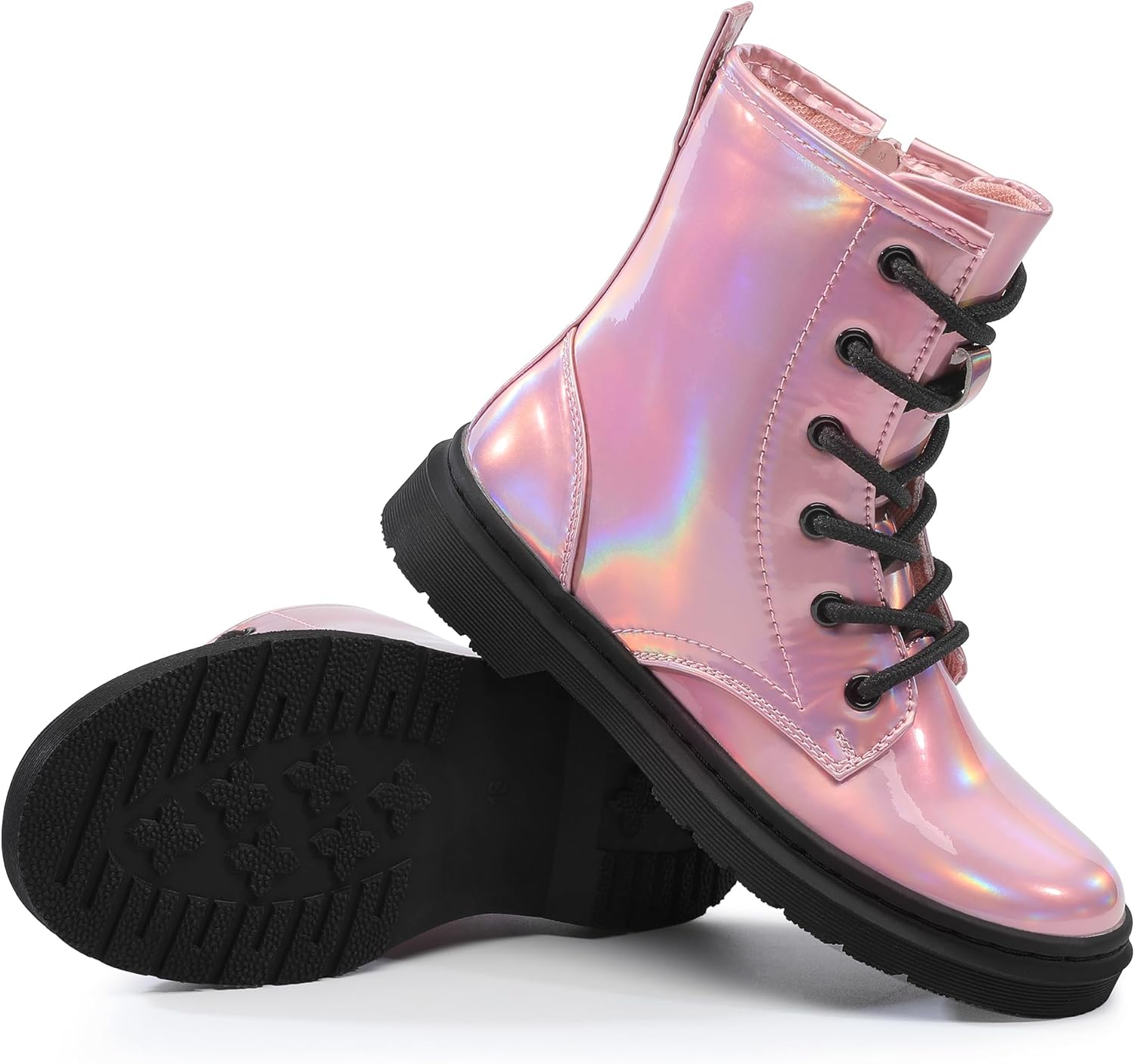 shoeslocker Girls Ankle Boots with Side Zipper & Lace Up – Stylish Comfort Shoes with Glitter for Toddlers Little Kids & Big Kids