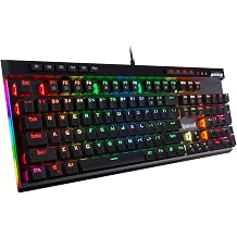Redragon K580 Wired RGB Mechanical Gaming Keyboard, Macro Key & Media Wheel | 5 On-Board Keybinding Buttons for MMO MOBA Games, Dedicated Media Controls, Classic Tactile Blue Switch for Hype Typing Feel