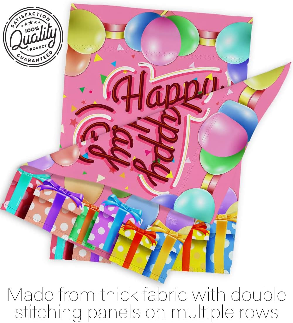 Breeze Decor "Celebrate Happy Birthday Special Occasion Party & Celebration Decorative Vertical House Flag, 28" x 40", Multicolor