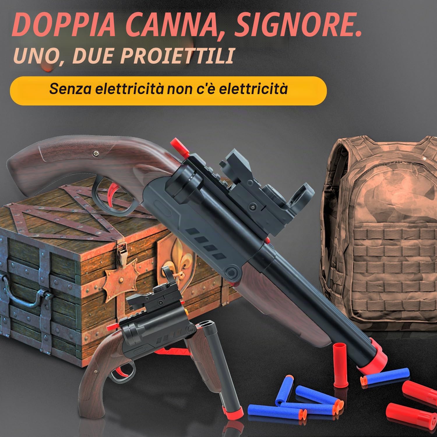 Schiuma Blaster Toy - Doppio Tubo Morbido Proiettile Pop-Up Shell, 2-in-1 Pistola Blaster Schiuma, Regalo Per Bambini, Giocattolo Giovanile Soft Bullet Education Model Game, 6+Boys…