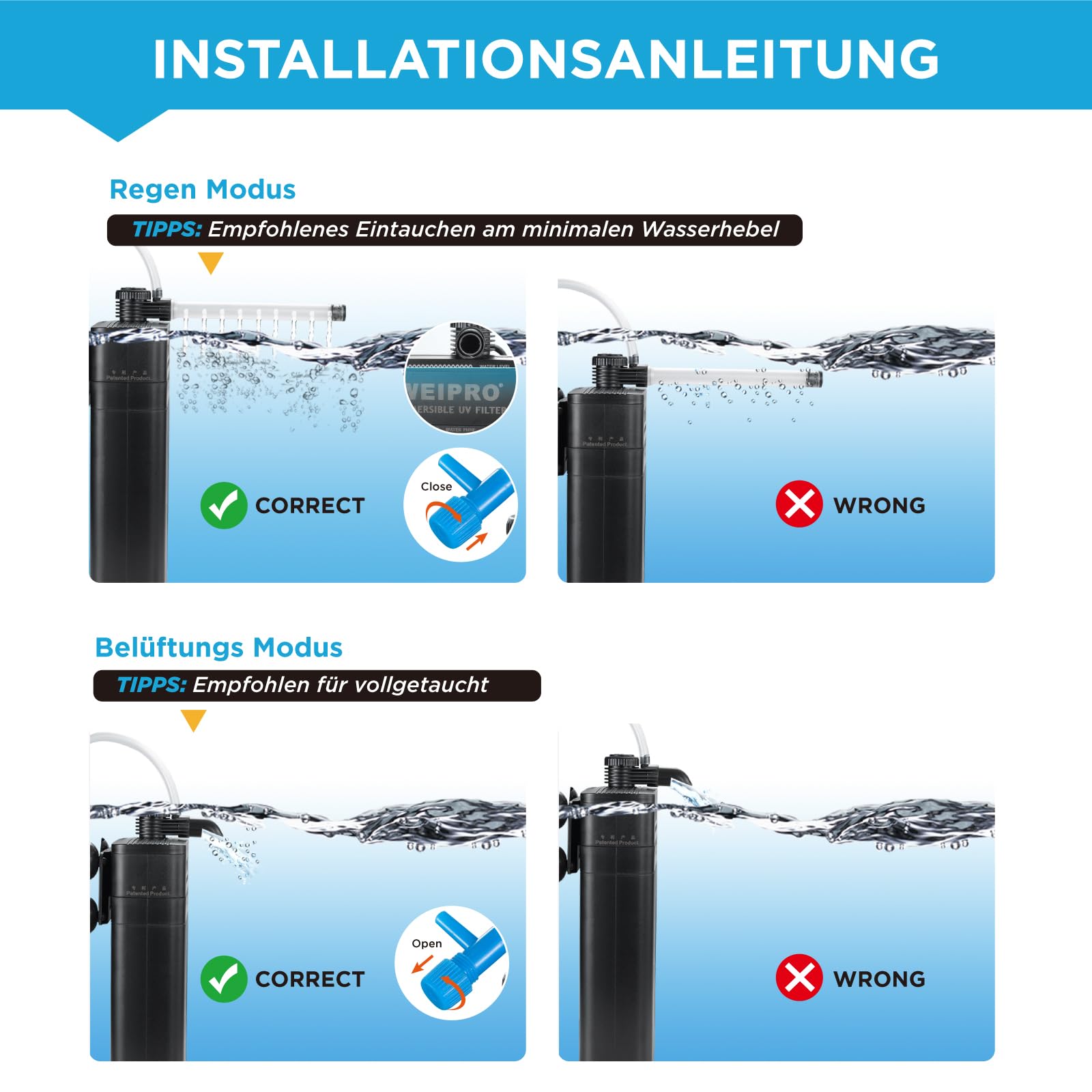 Filtro interior para acuario con lámpara UV de 9 W, filtración de 3 capas, flujo de agua ajustable de 850 l/h, bomba de filtro para acuario de 140 l ~ 210 l de agua dulce o de 90 l ~ 120 l acuarios de