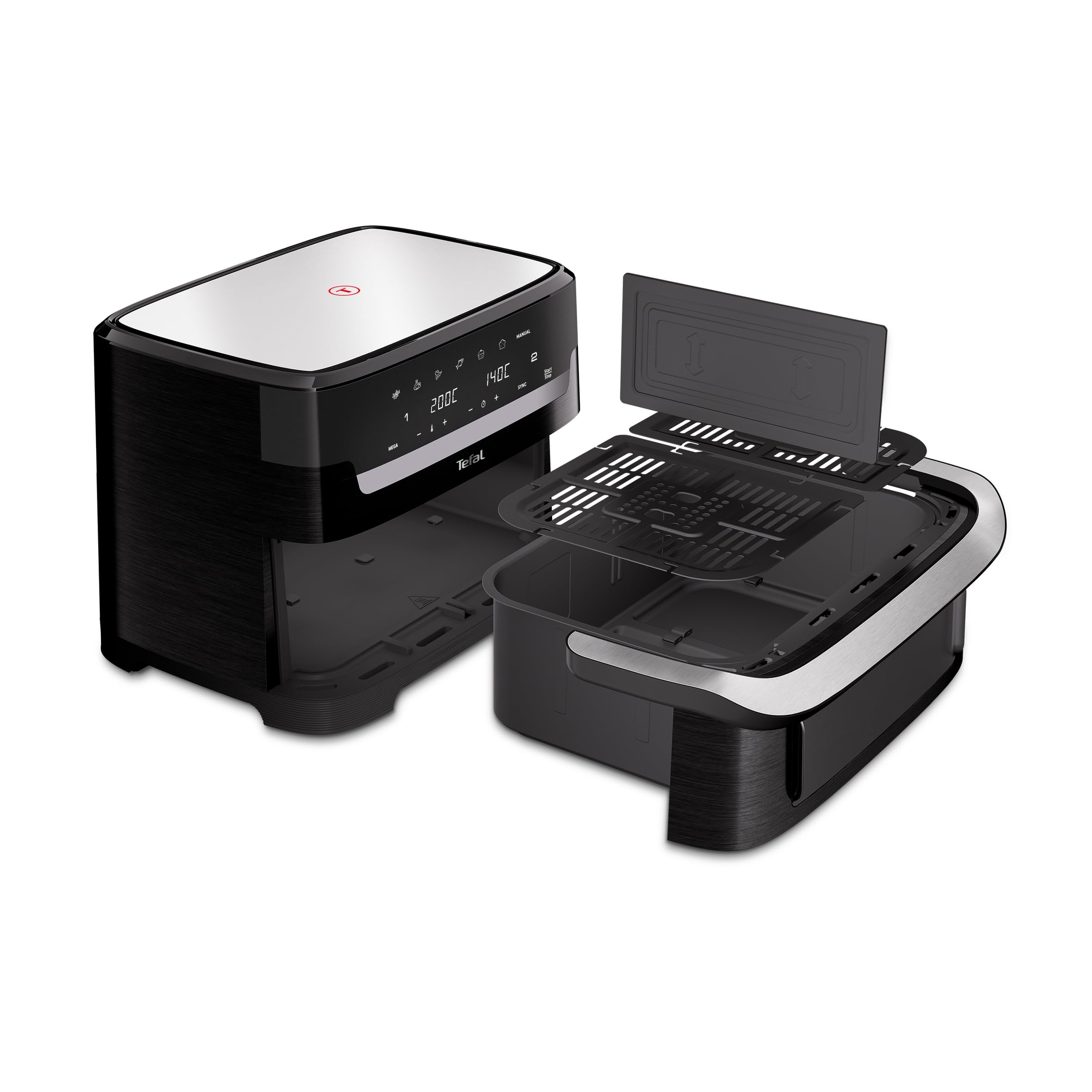 TEFAL EY9228E0 Dual Easy Fry Flex, frytkownica na gorące powietrze, FlexCook, ścianka działowa, 2700W, pojemność 9 l, 7 różnych trybów, 2 niezależne strefy gotowania, czarna,