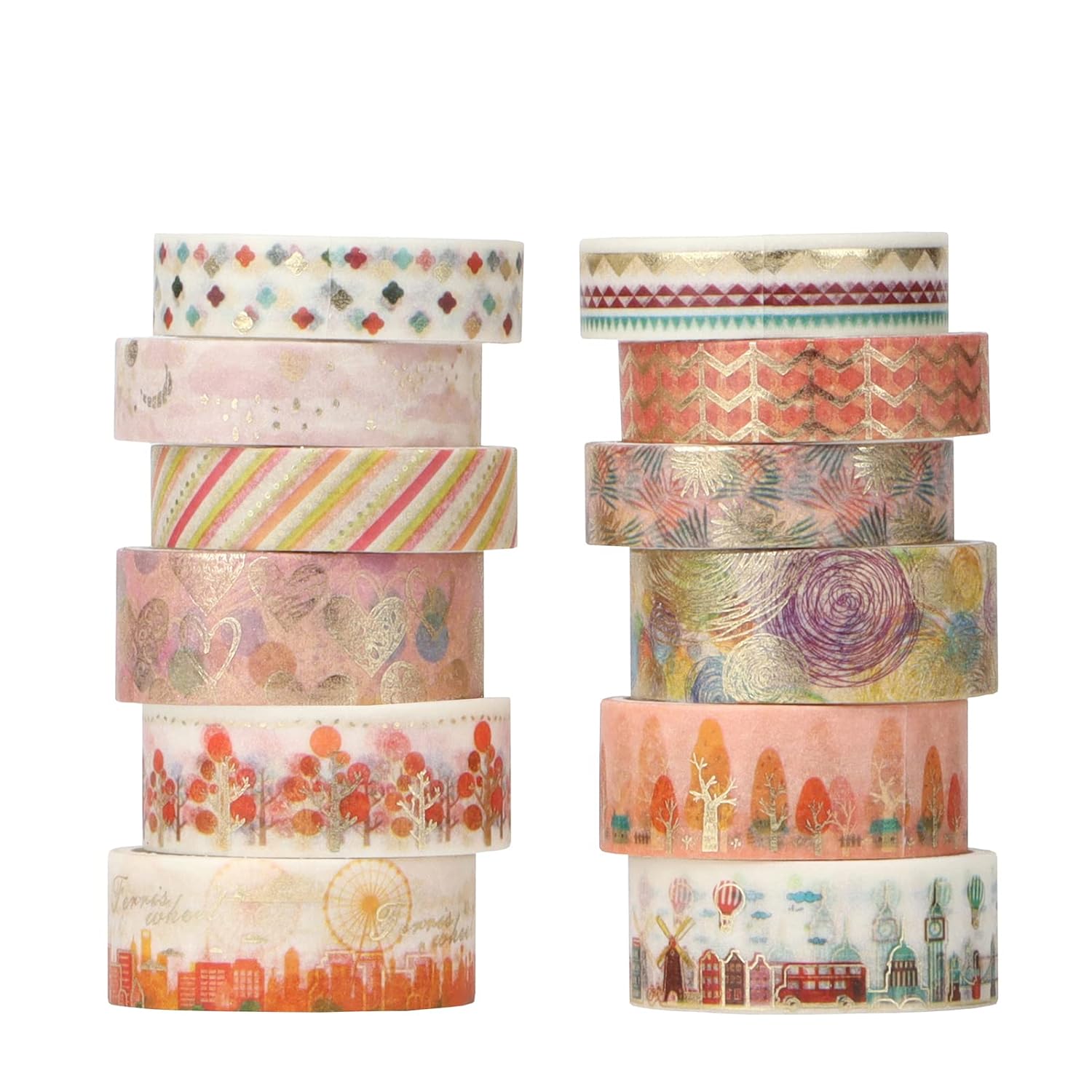 Nastro Washi Con Motivi Floreali - 6 Rotoli Da 50mm X 2m, Per DIY E Decorazioni - Foto 4