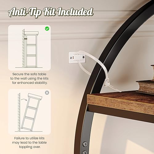 Miniatura 8 de Huuger Mesa de entrada de 41.3 pulgadas, mesa de sofá industrial con consola y almacenamiento, mesa de acento con estantes, para entrada, pasillo,