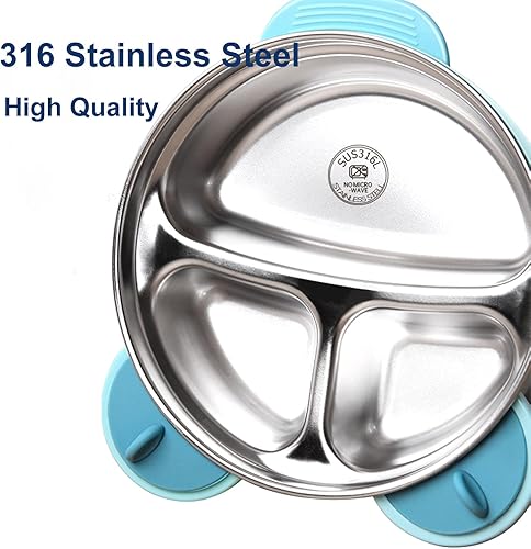 Miniatura 3 de I love D&M Cuenco de acero inoxidable 316 de grado alimenticio para bebés y niños pequeños con tapa aislada, fuerte succión, resistente a las fugas,