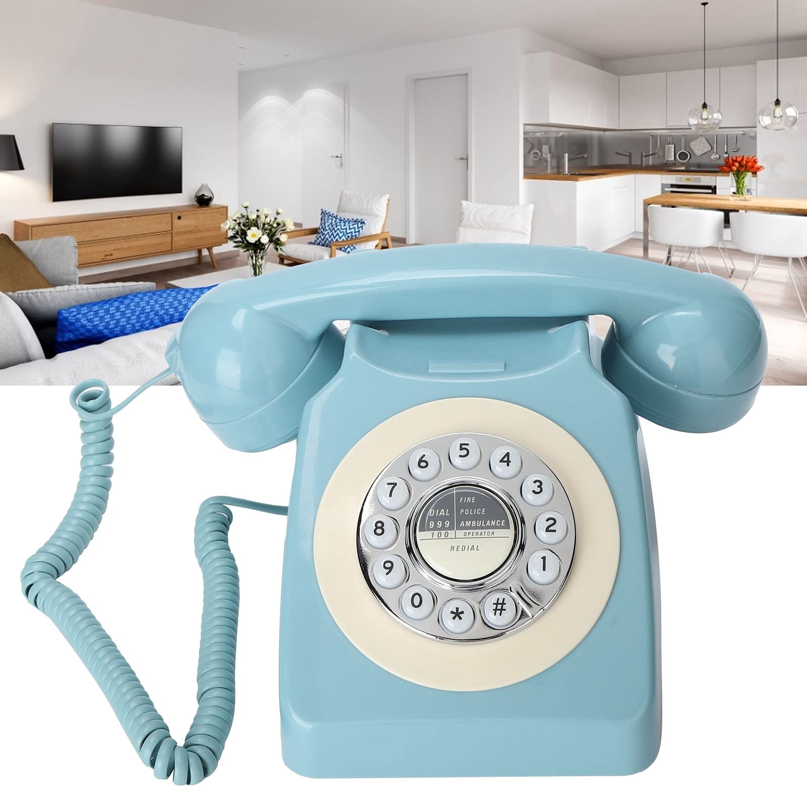 Teléfono Fijo Retro Libro de visitas de Audio CT-8019 Teléfono clásico Vintage Anillos con Cable Antiguos Teléfono de Escritorio con Doble Gong para el hogar y la Oficina