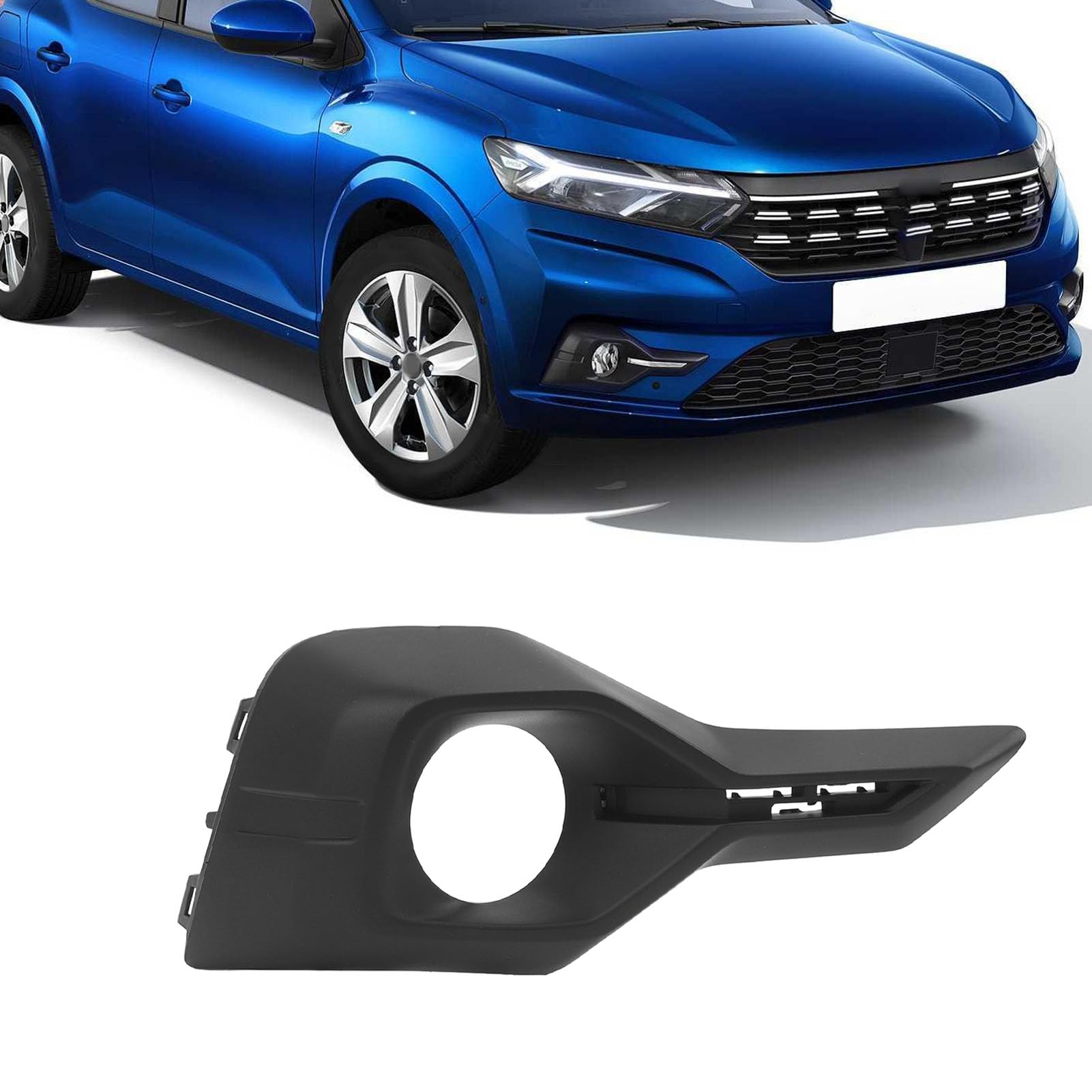 Osłona Przedniego światła Przeciwmgielnego, Osłona Lampy Przeciwmgielnej Przedniego Zderzaka Kratki Zamiennik dla Dacia Sandero MK3 2021+, Ramka Lampy Przeciwmgielnej (Prawy