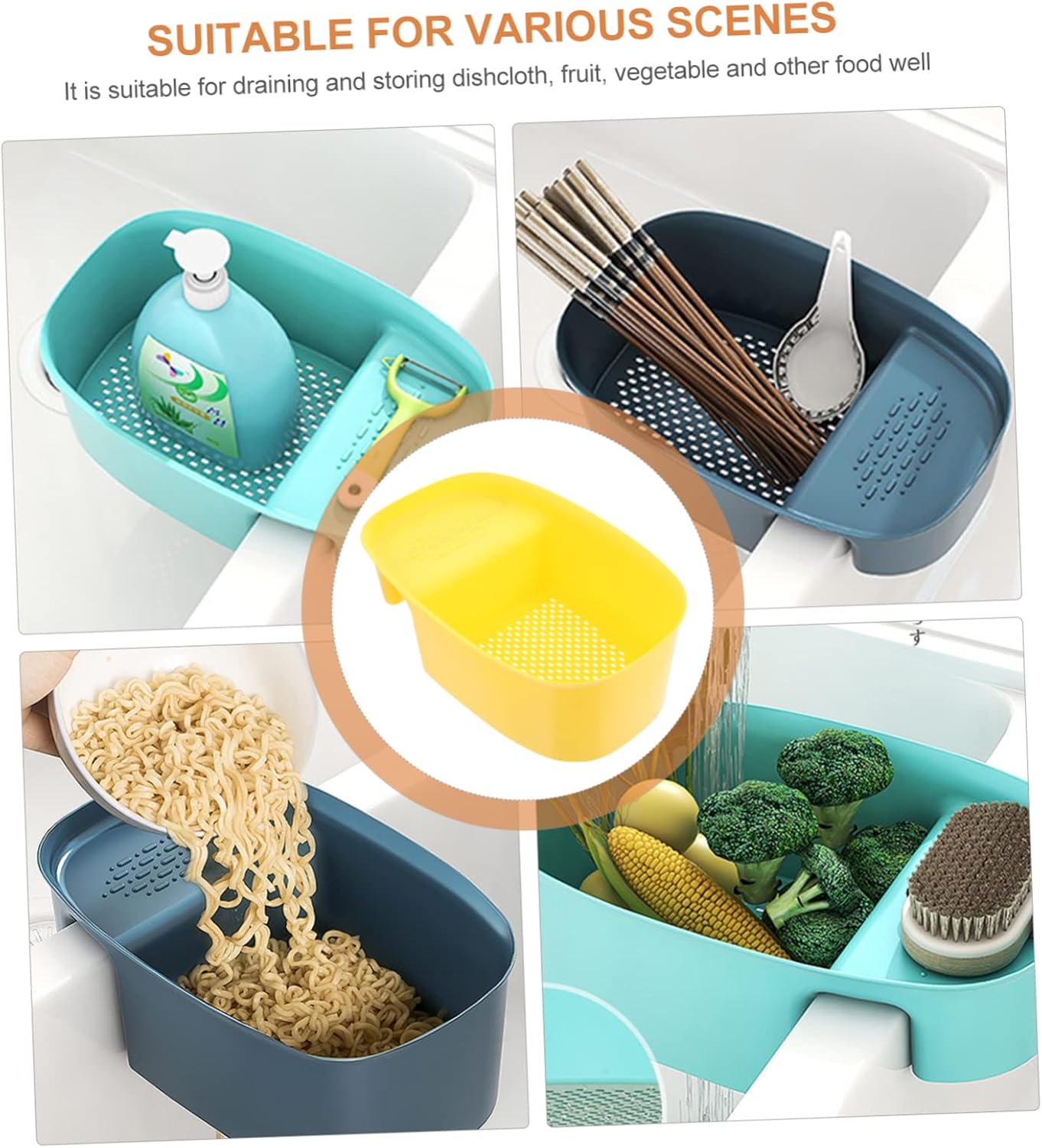 Mikinona Sink Drain Basket Hanging Sink Strainer Colander over the Drain Basket Multifunction Mesh for Fruit Vegetable Washing and Draining 8.26 X 5.31 X 3.03 in