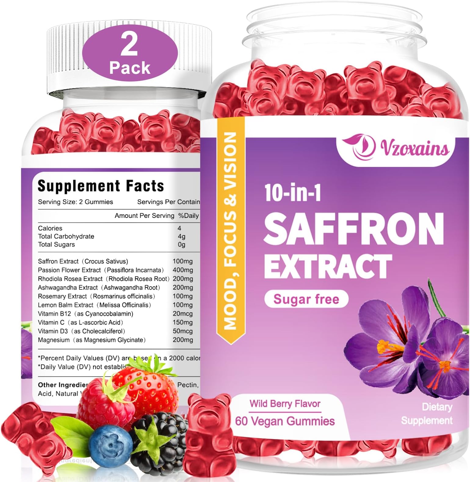 WEEVIT Saffron Supplement Gummies for Women and Men, 88.5mg