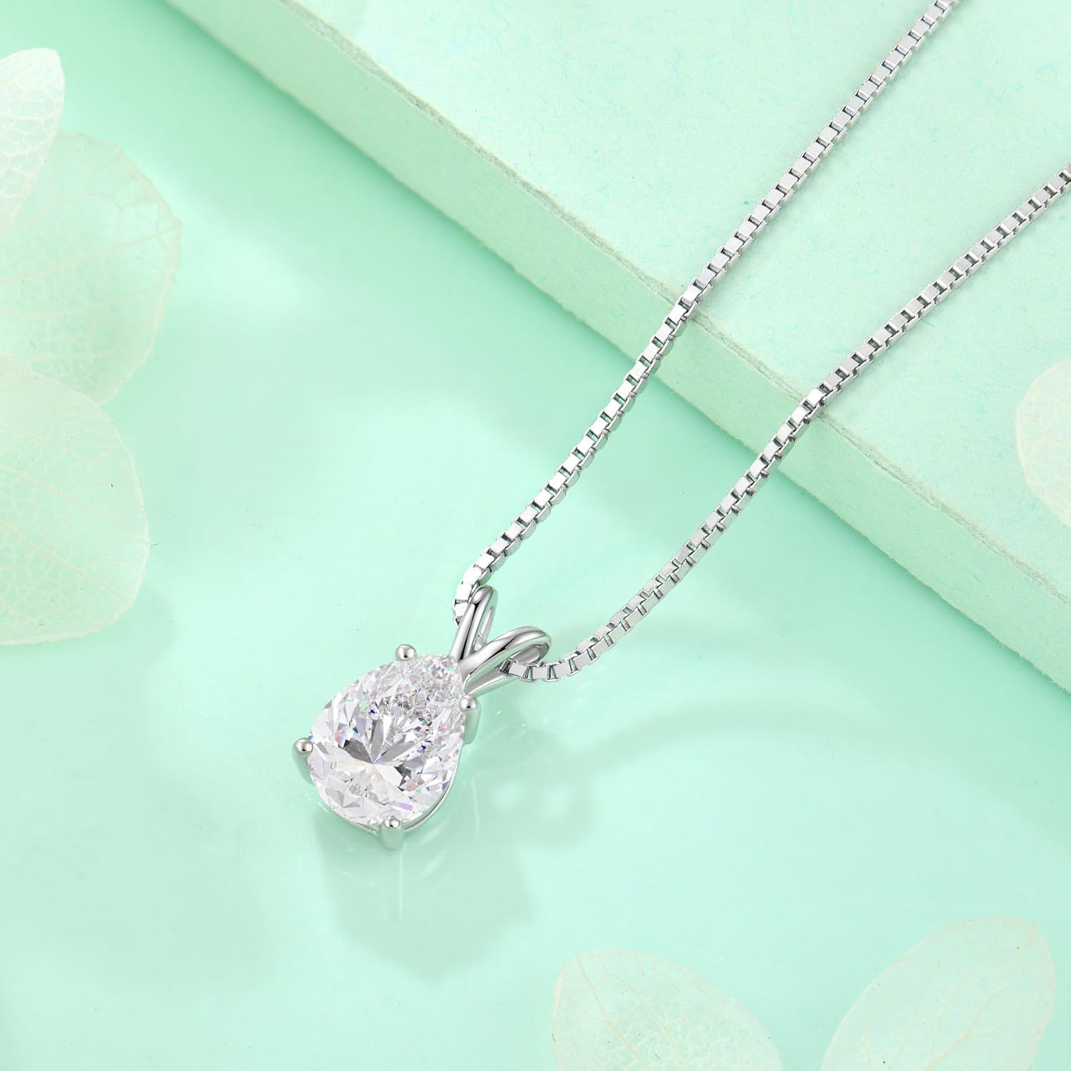 STARCHENIE Moissanite Pendant Necklace for Women D Color VVS1 1.25CT Moissanite Necklace Pear Cut 925 Sterling Silver 18K White Gold Plated Jewelry - Image 5