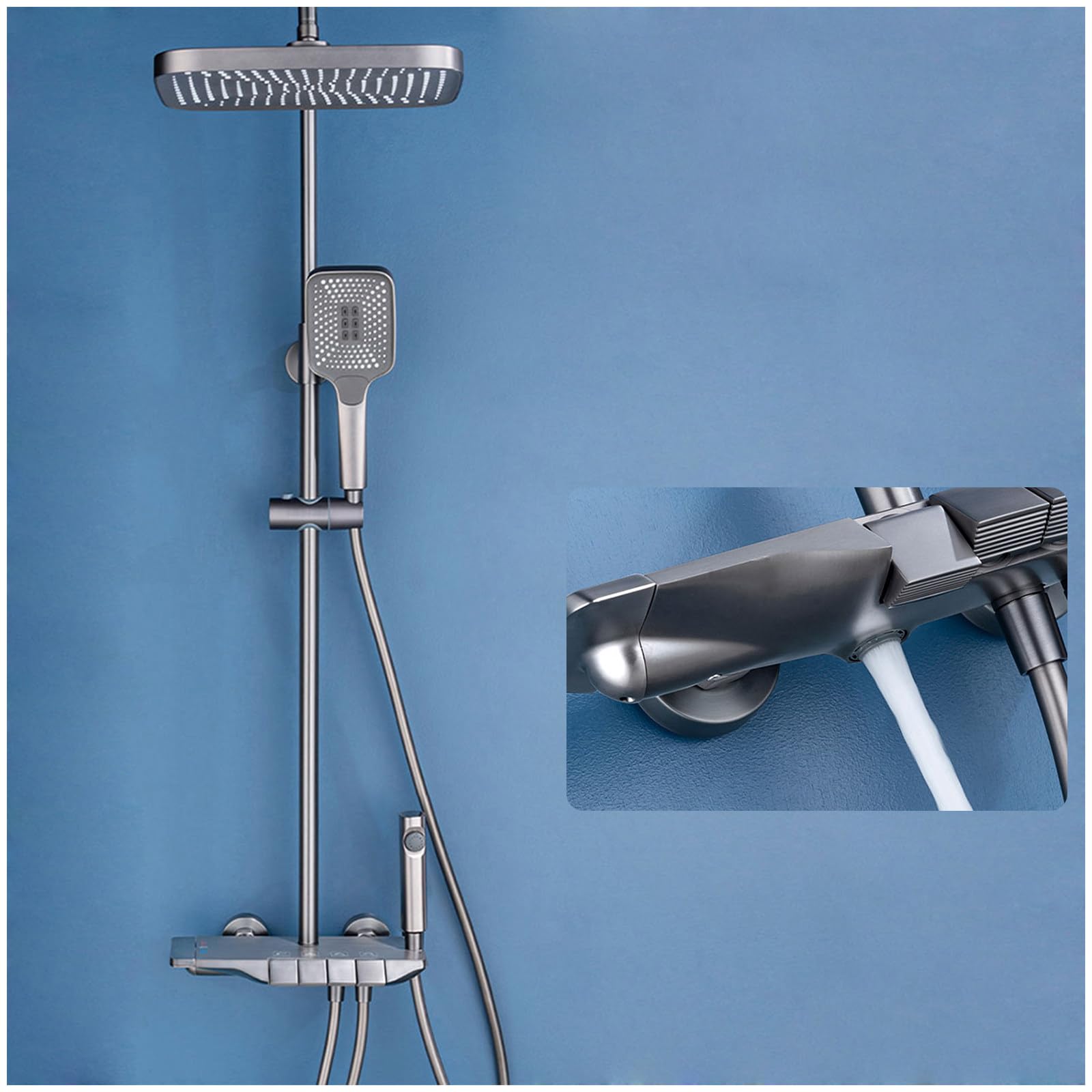 Mélangeur de douche 4 fonctions avec ensemble de douche à touches de piano