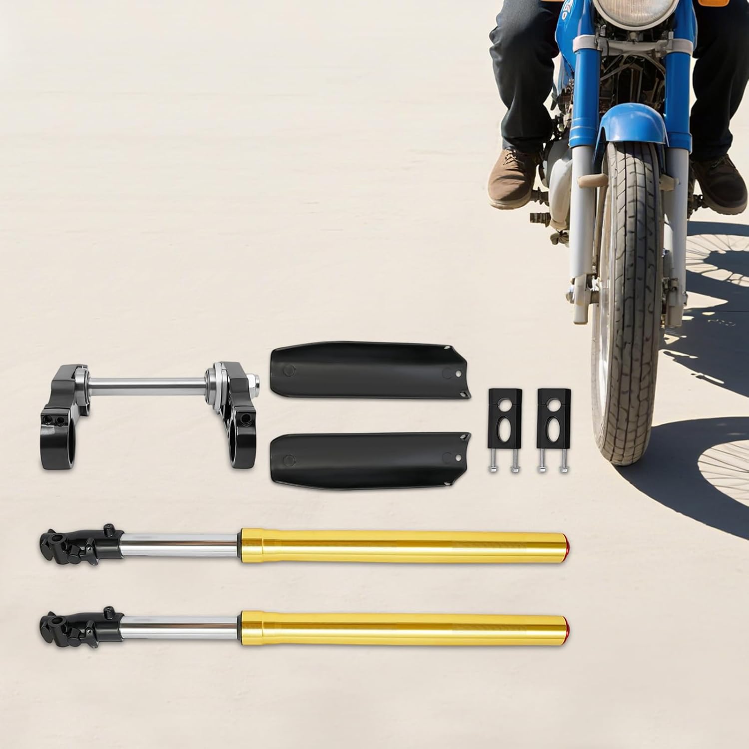 29" 45/48mm Front Forks Kit Mini Bike Forks Kit Triple Tree Clampfor Dirt Pit Bike Front Forks Set (110cc/125cc)