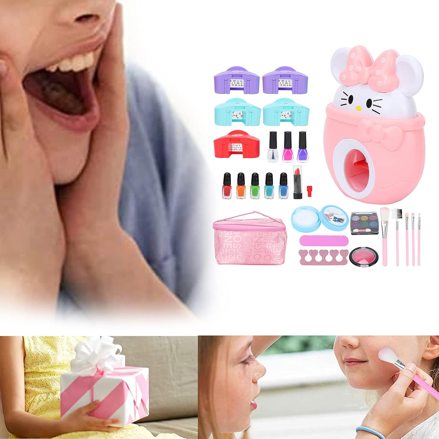 おすすめネット 子供のためのメイクアップおもちゃ ネイルスタンパーキット 女の子のためのネイルアートおもちゃ 女の子のネイルアートキット 小さな女の子の誕生日プレゼント 子供たちのマニキュアの口紅 子供たちのメイクアップアートパーティー用品 Correiodecarajas