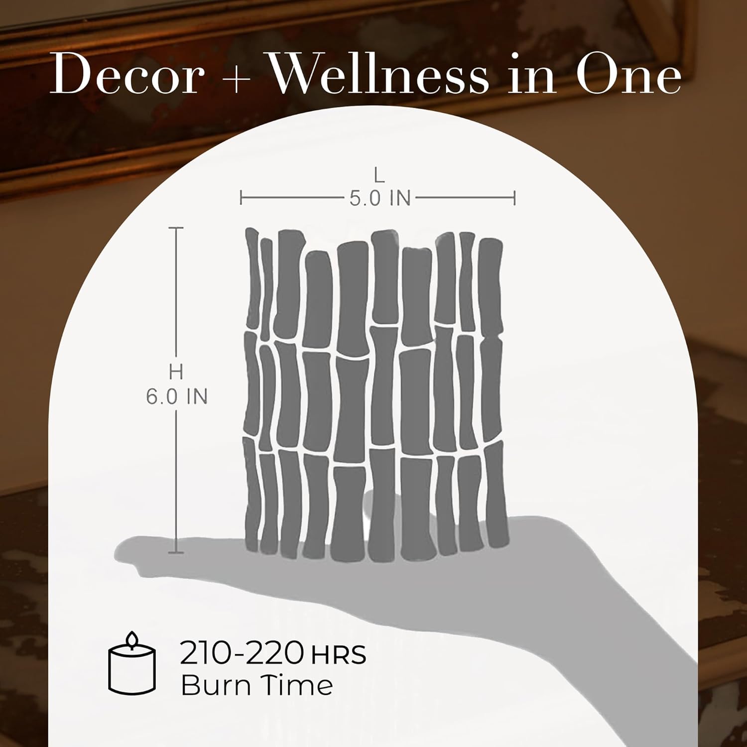 Luxury Bamboo Scented Candle – Large 34oz Jar with Soy Wax Blend & 2 Cotton Wicks – Long Burn Time 210–220 Hours – Fall Candles, Fall Scented Candles, Soy Candles for Home & Holiday Décor (Silver)