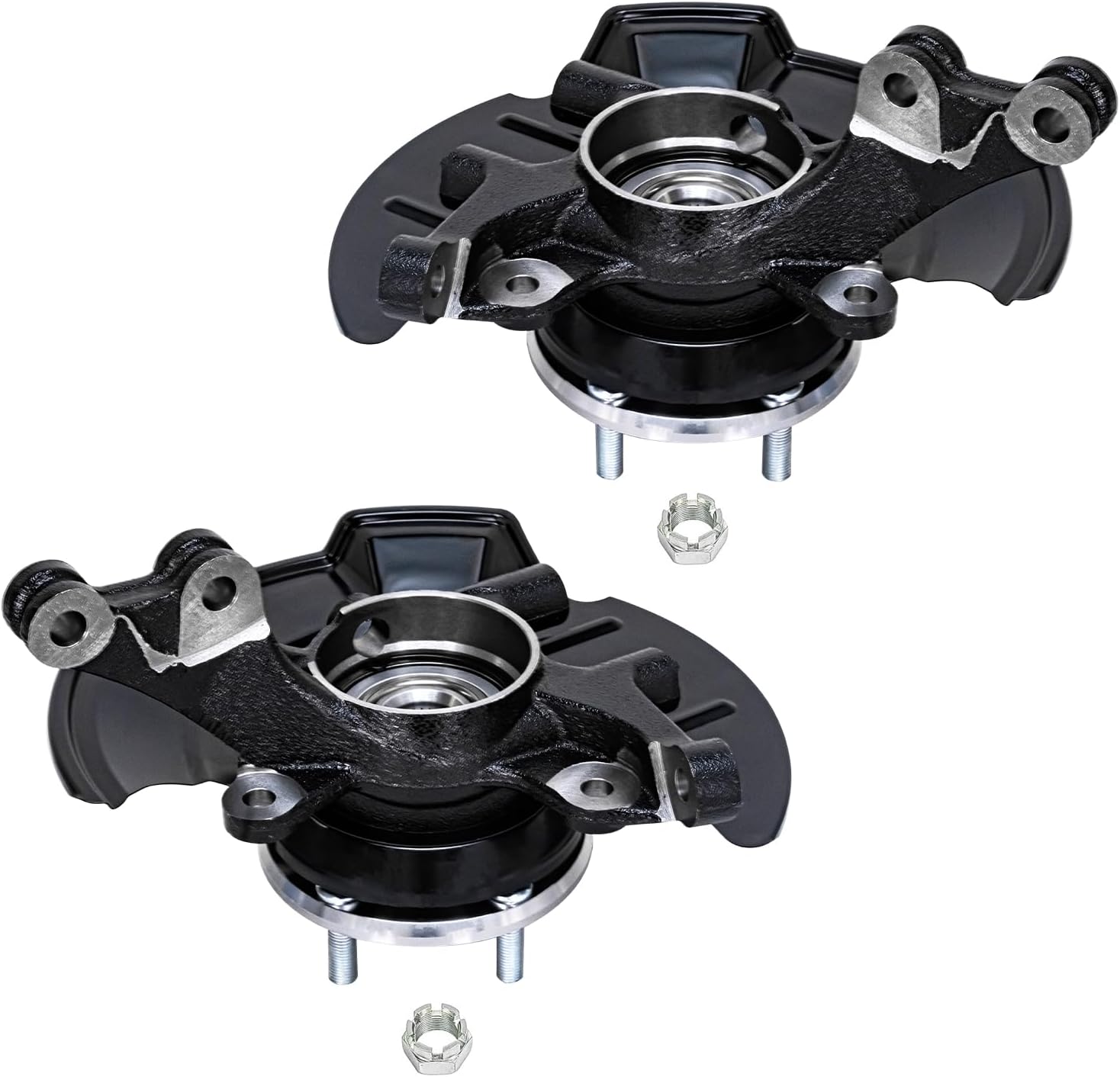 Detroit Axle - 2pc Front Steering Knuckles for 2007-2012 Hyundai Elantra w/ 4-Wheel ABS 2008 2009 2010 2011 Driver & Passenger Side Knuckles with Wheel Bearing Hub Assembly Replacement
