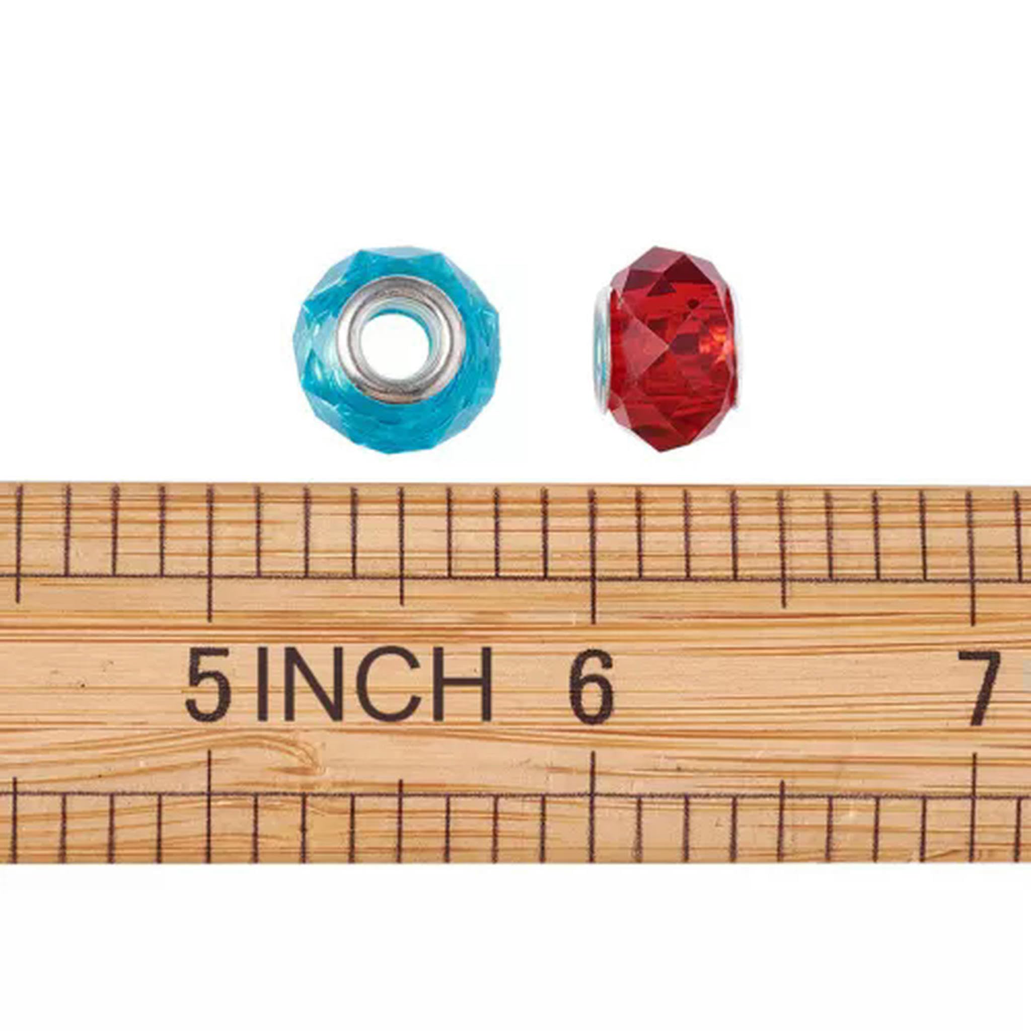 Koraliki z dużym otworem, Opakowanie 100 mosiężnych koralików z otworem 14x8 mm, wielokolorowe(Cyan)