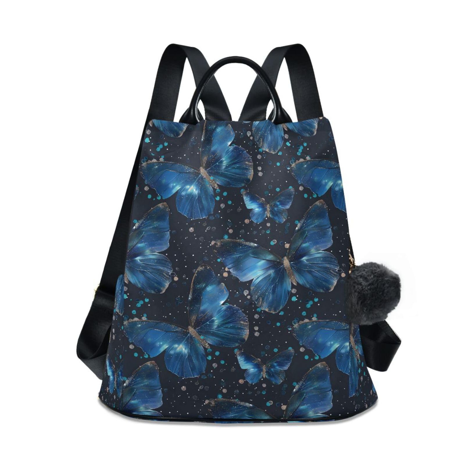 ALAZA Blue Butterflies Backpack Purse for Women Anti Theft Fashion Back Pack Shoulder Bag