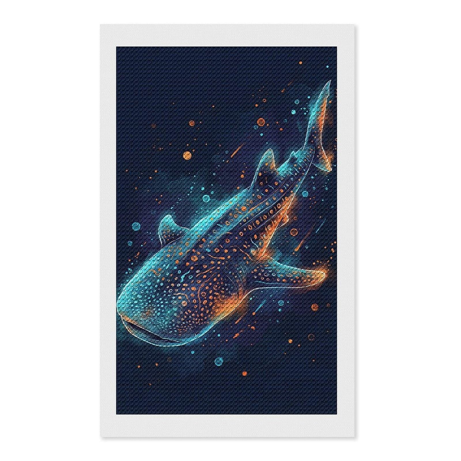 Junmoney Whale Shark in Cosmic Ocean Diamond Painting Canvas Kit 12"x20", Adhesive Canvas, Christmas Gift, Full Kit Included, Thoughtful Present
