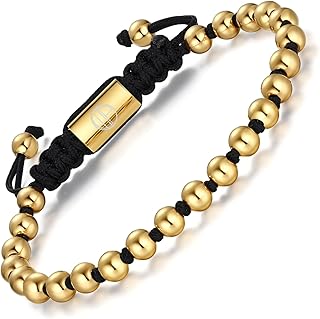 WP WEPICK 18K Gold Plated Stainless Steel Bracelets for Men Handcrafted Mens Adjustable Gold Bracelet Chain Link Cuff Lava Rock Black Onyx Beads Bracelet for Women Jewelry Gifts