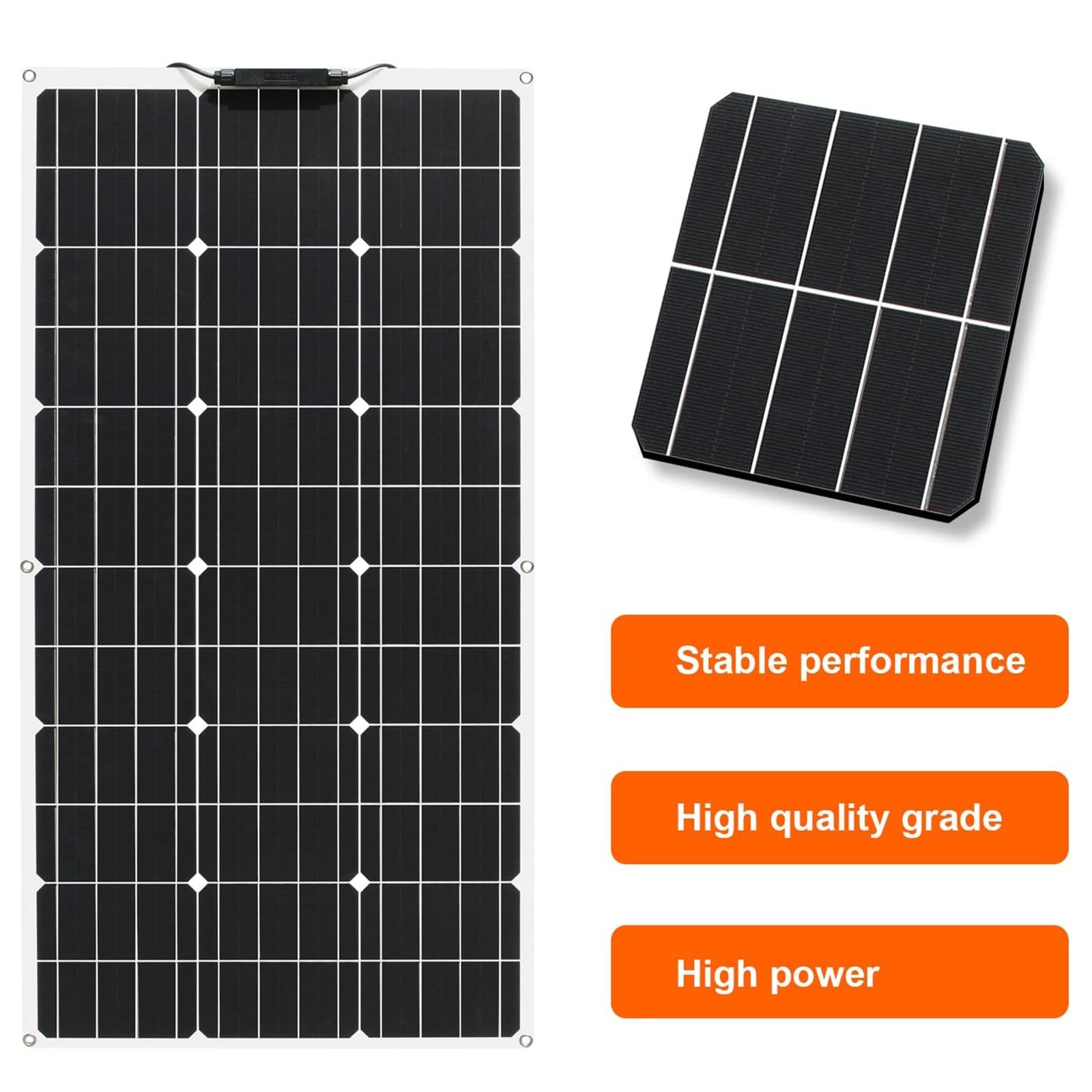 Panel Solar Flexible De 100W, Monocristalino De 18V Con Controlador Solar De 30A, Impermeabilización IP67 Y Módulos Solares De Alta Eficiencia Para Techos, Vehículos Recreativos Y Más