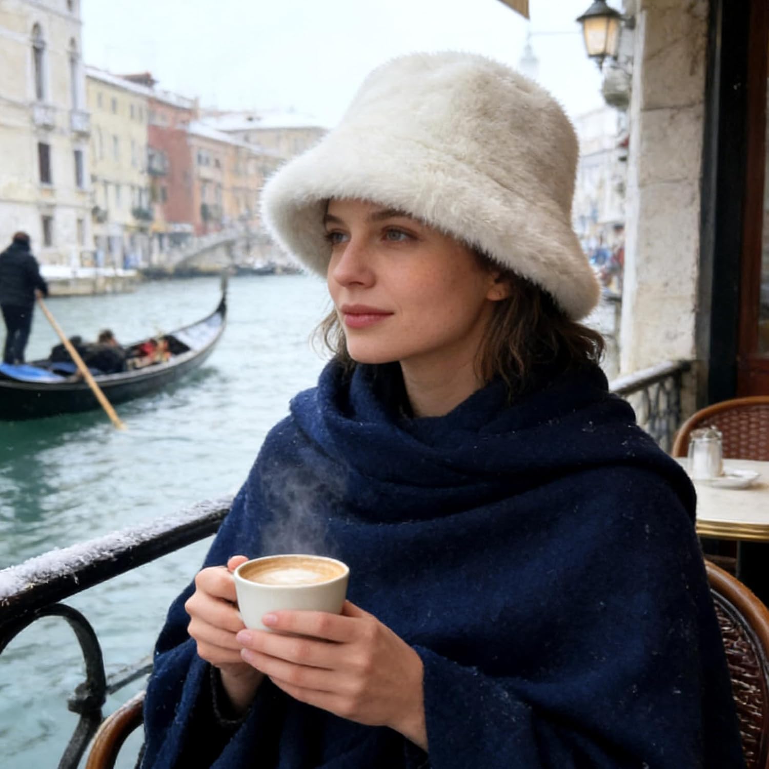 Ghazni Faux Fur Fuzzy Winter Hats for Women, Warm Furry White Bucket Hats for Men Women, Soft Cozy Winter Hat - Image 5