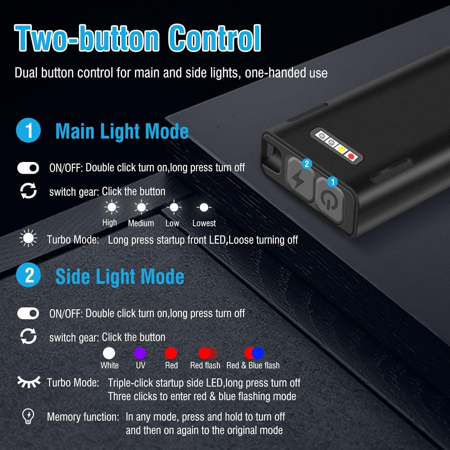 E7 Mini Lampe Torche LED Puissante 1100 Lumens avec Lumière UV Rouge, IPX5 étanche 10 Modes USB Rechargeable Petite Lampe de Poche en Aluminium avec Porte Clé, Clip, Magnétique