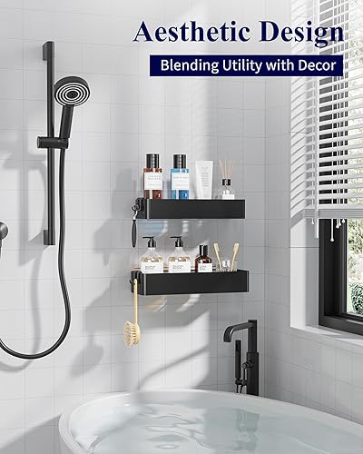 Miniatura 2 de Kitsure Organizador de ducha grande, paquete de 2 organizadores de ducha adhesivos, estantes de ducha sin taladros para ducha interior, estante de