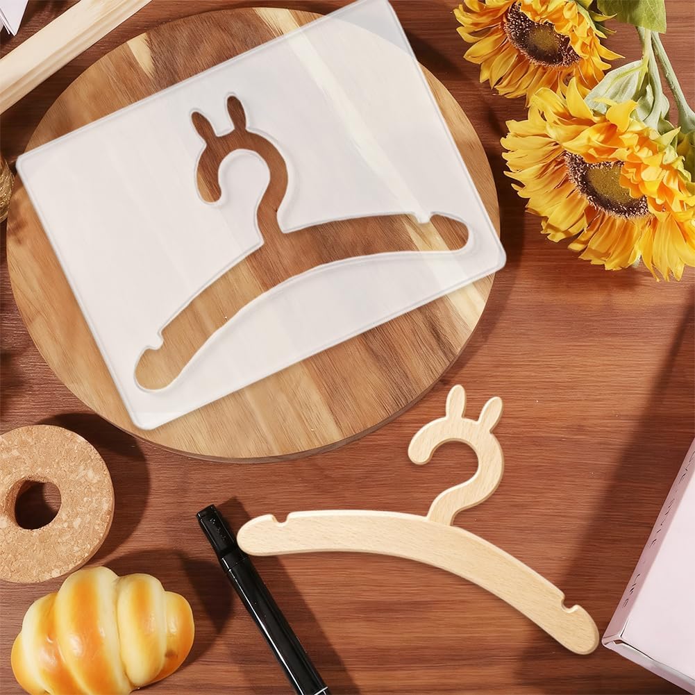 3Pcs Acrylic Router Template for Wooden Cothes Hanger 5mm Thick Inlay Template Tracing Stencil Guide Tool for Project DIY Wood Craft